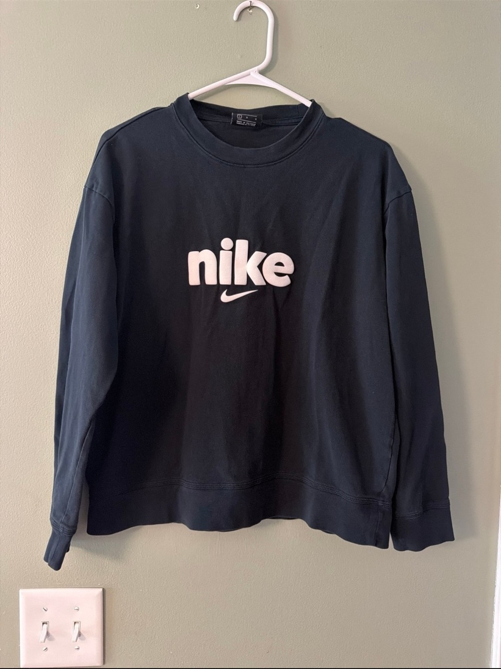 Nike Black Long Sleeve Crewneck Sweatshirt with White Logo